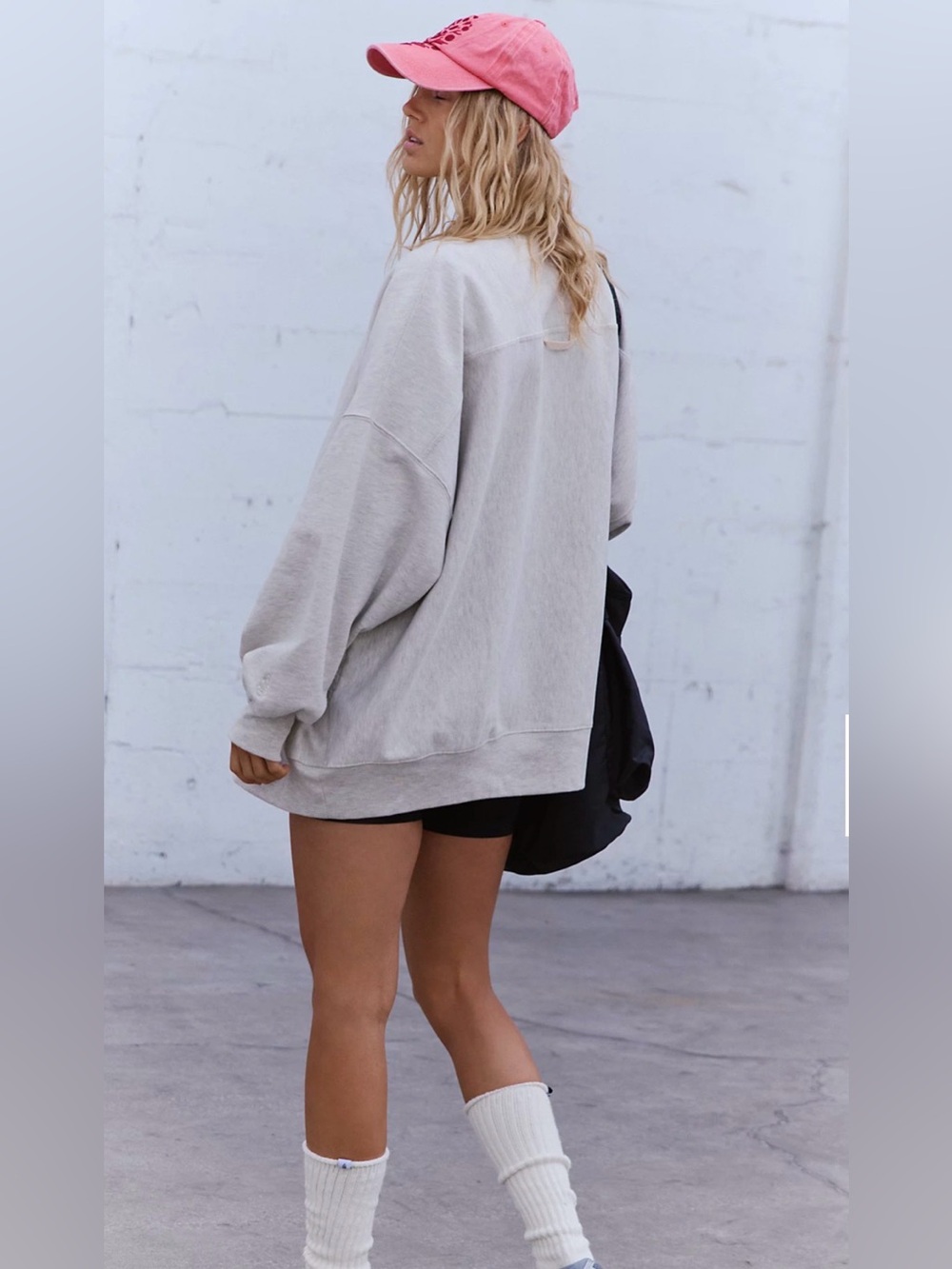 Free People For The Win Oversized Snap-Front Sweatshirt Jacket -Oatmeal Heather - Picture 3 of 8